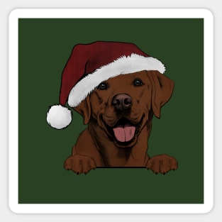 Merry Christmas Fox Red Lab Sticker